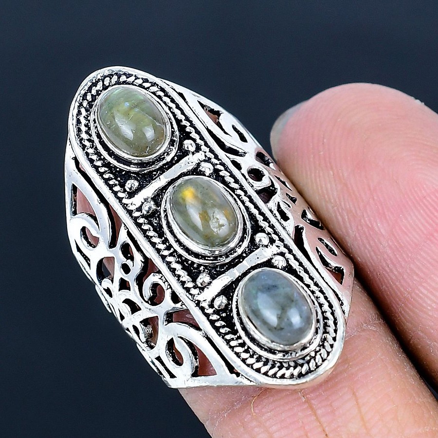 Labradorite Handmade 925 Sterling Silver Jewelry Ring US Size 7.5