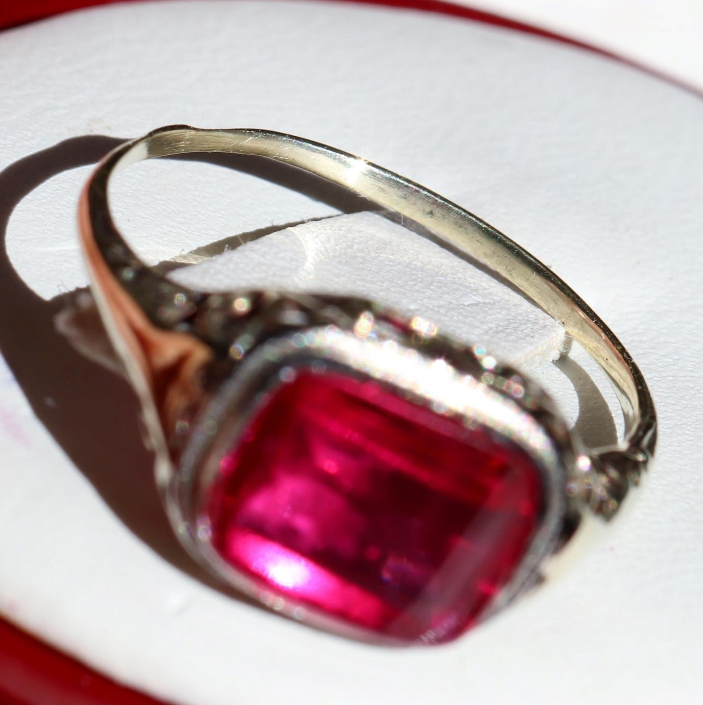 14k white gold ring 2.70ct lab created ruby solitaire size 7 antique 2.00g N3629