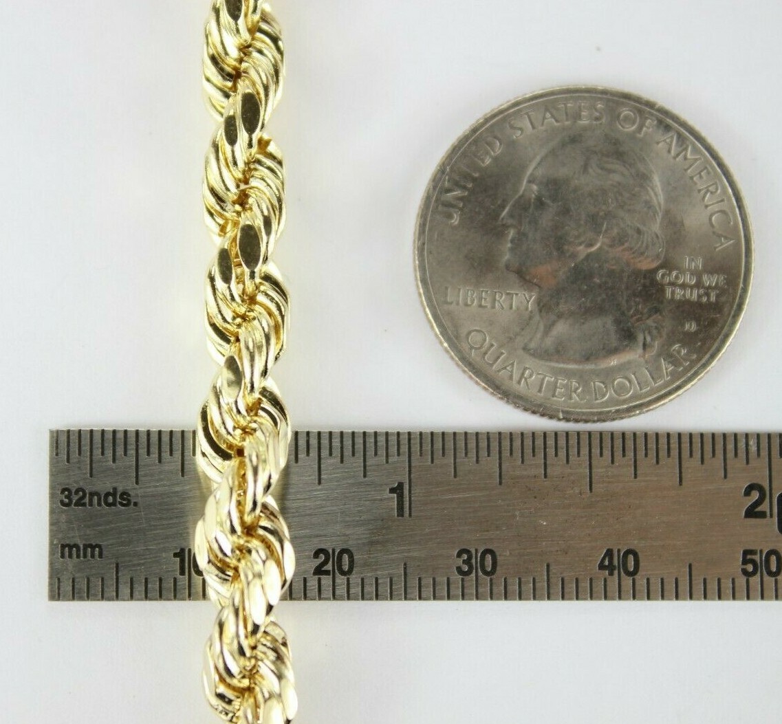 10K Yellow Gold Hollow Rope Twist Chain Necklace Bracelet 2mm-7mm 7″~9″ 16″~30″