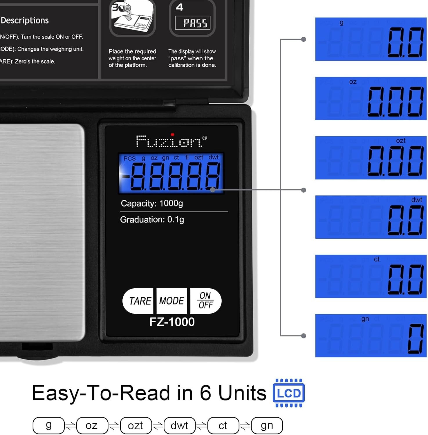 Compact Digital Pocket Gram Scale 1000g/0.1g – Perfect for Herbs & Jewelry