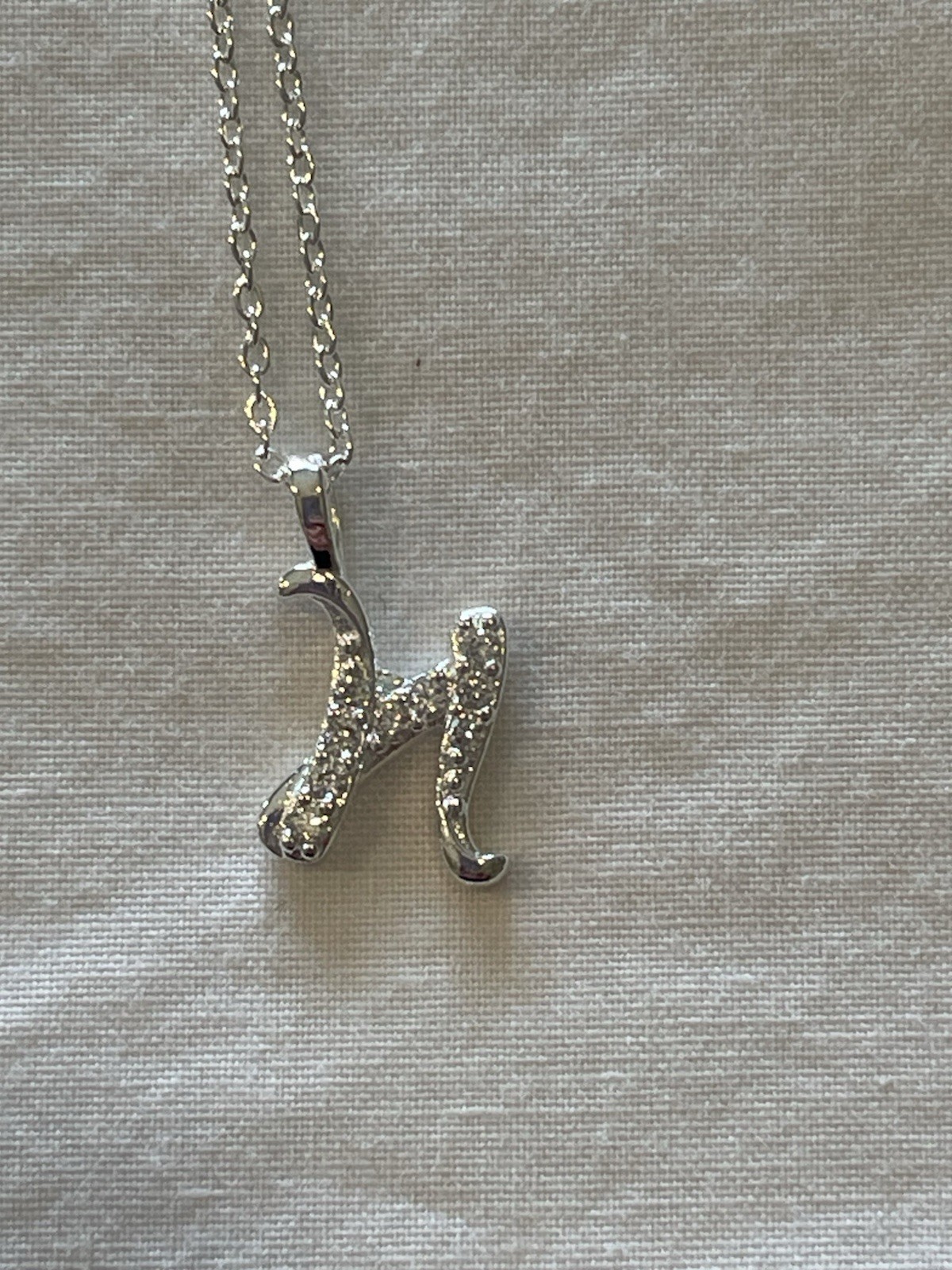 925 Sterling Silver Initial Necklaces For Women H Letter, 18 Inch Cable Chain