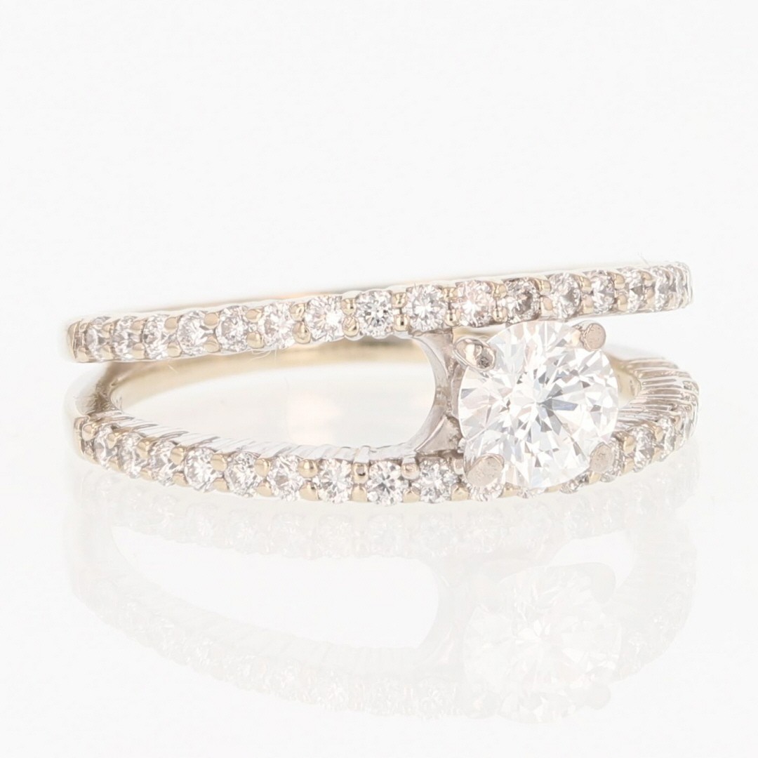 Gabriel & Co. .98ctw Diamond Split Shank Engagement Ring 14k White Gold Size 6.5