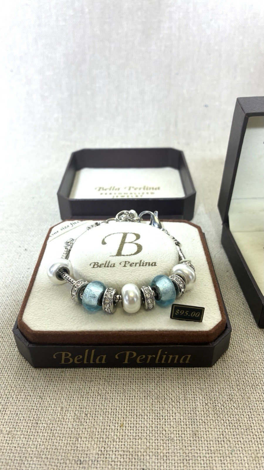 Bella Perlina Charm bracelet LOT blue turquoise Rhinestone white crystal 3