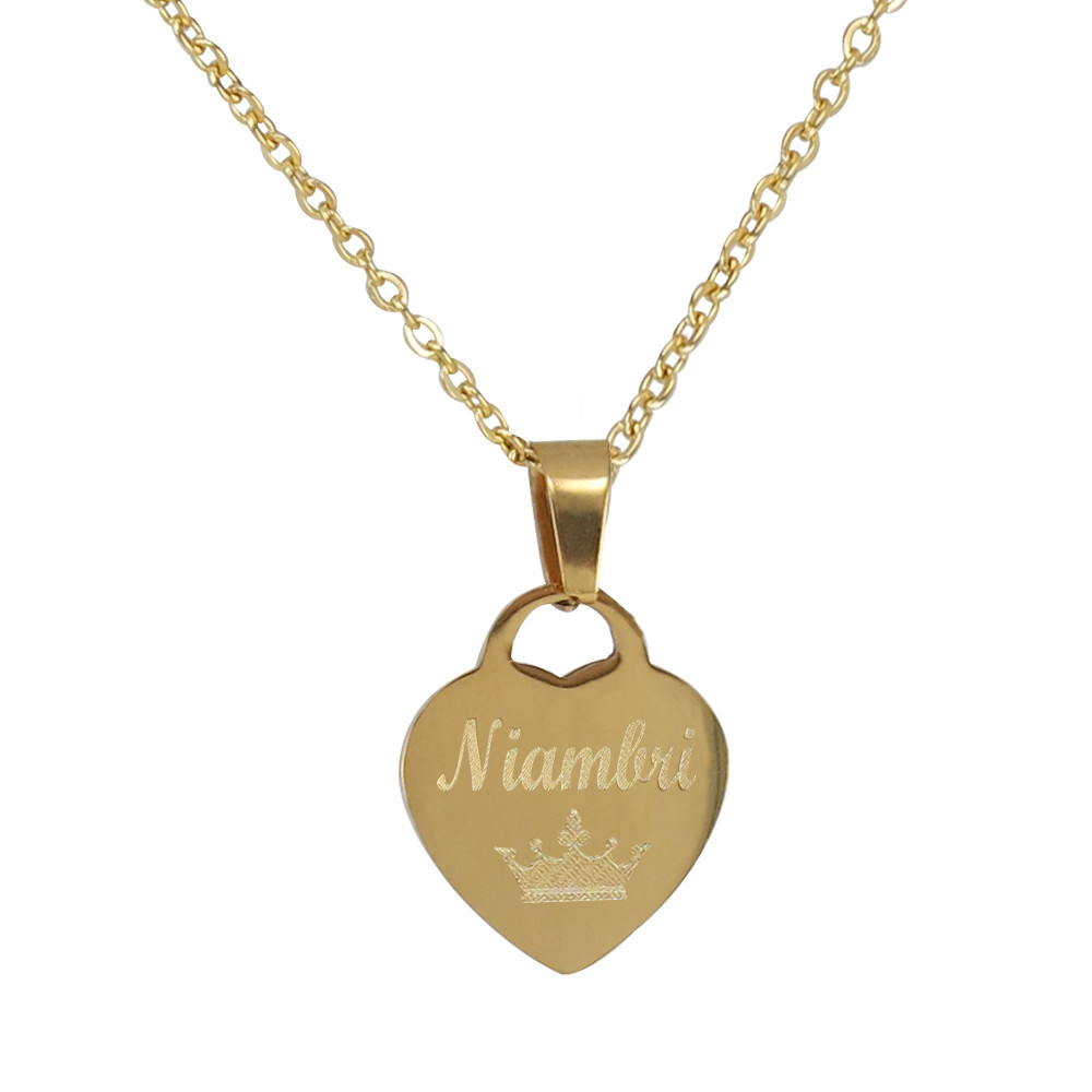Personalized Gift Monogram Heart Name Pendant Silver Tone Necklace for her