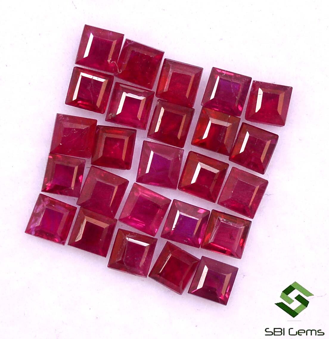 1.78 Cts Natural Ruby Square Cut 2 mm Lot 25 Pcs Calibrated Loose Gemstones