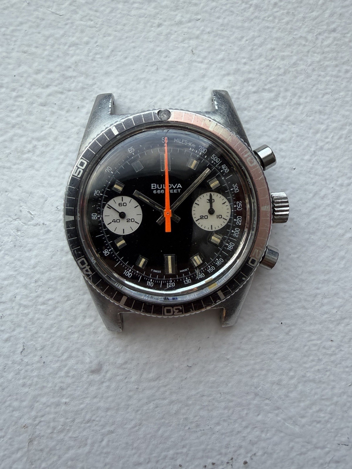 Vintage Bulova 666 Chronograph Valjoux 7733 Devil Diver Pepsi Bezel