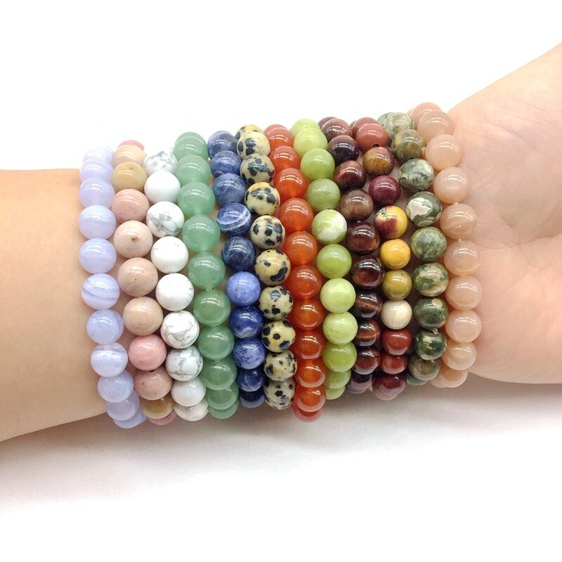 Handmade Bracelet Natural Gemstone Round Beads Stretch Healing Reiki 8mm