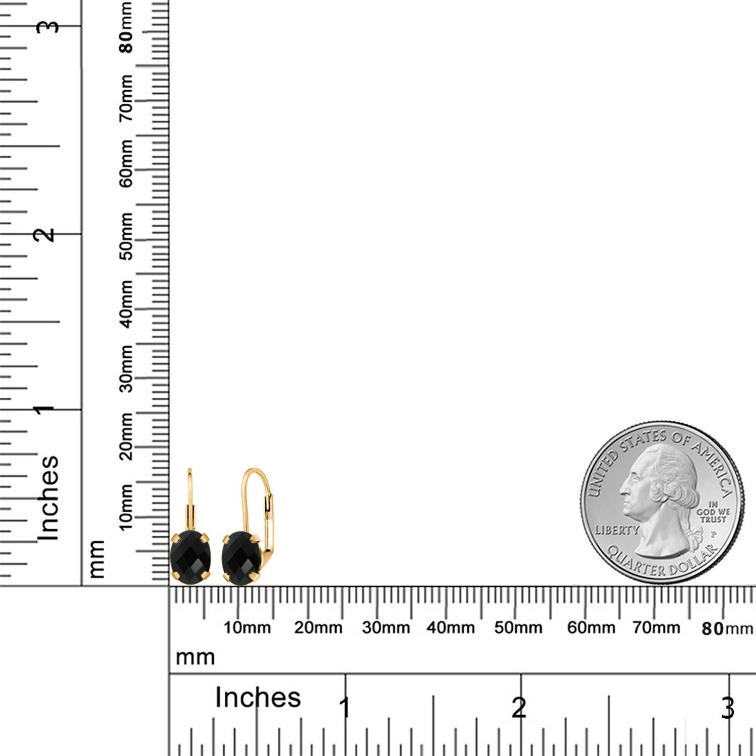 18K Yellow Gold Plated Silver Onyx Earrings for WomenWomen | 3.20 Cttw |