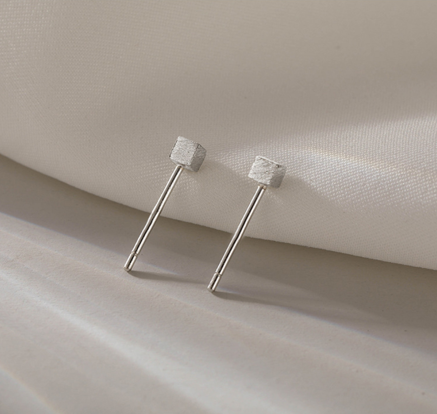 Tiny Black / Silver / Gold Square Block Stud Earrings