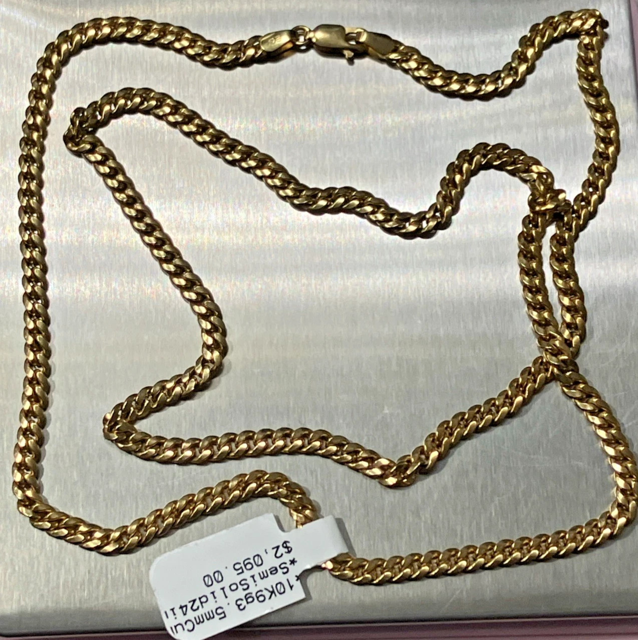 10kt Real Gold Cuban Link Semi-Solid Chain 9grams 3.5mm 24” EG Brand NWT 10K