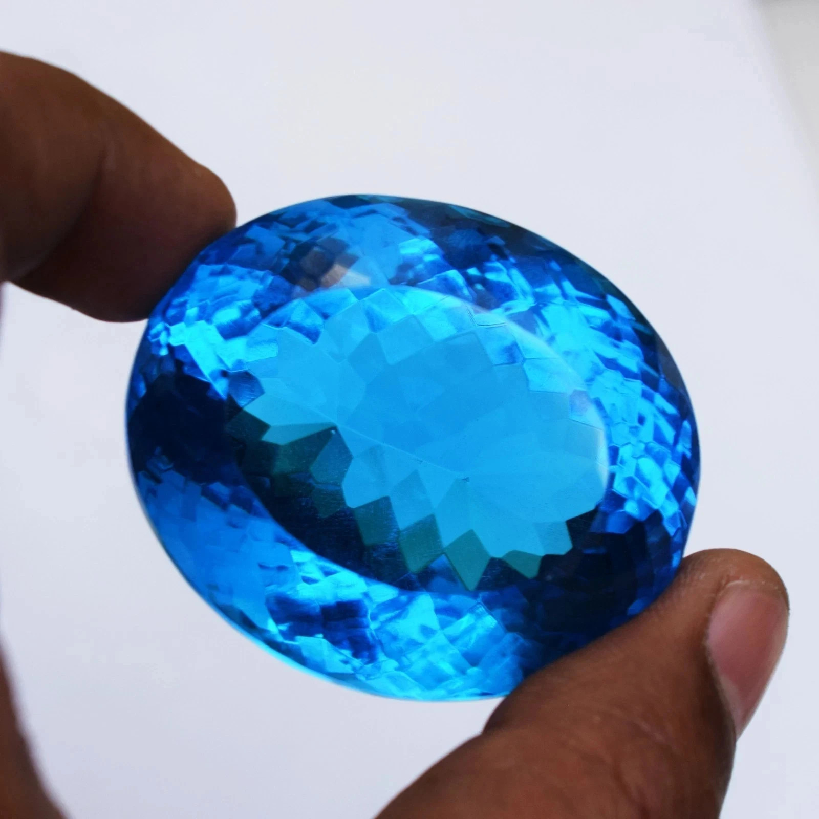 Huge 374 Ct Flawless Swiss Blue Topaz Oval Cut Certified Loose Gemstone