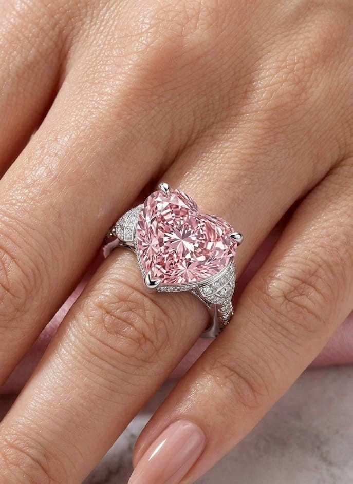 8.00 Ct Certified Heart Shape Pink Natural Diamond Engagement Ring Great Shine