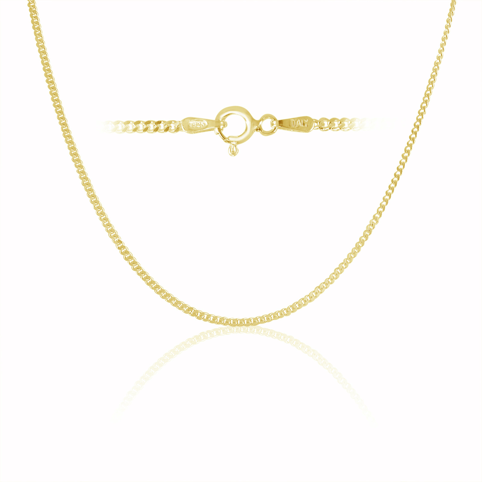 925 Sterling Silver 1.8mm Gold Cuban Curb Chain Necklace In 14 – 36 Inches