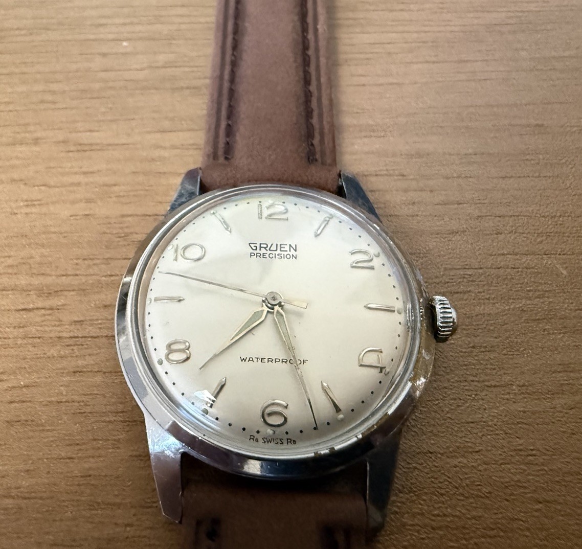 Vintage Gruen Precision Waterproof Swiss Mechanical Watch Running Men’s Watch SS