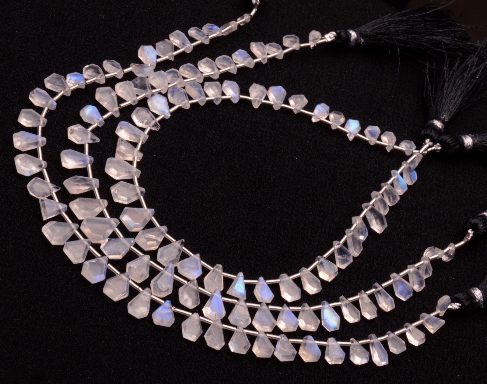 Blue Fire Rainbow Moonstone 5 to 8 mm Size Jewelry Making Beads 9″ Strand