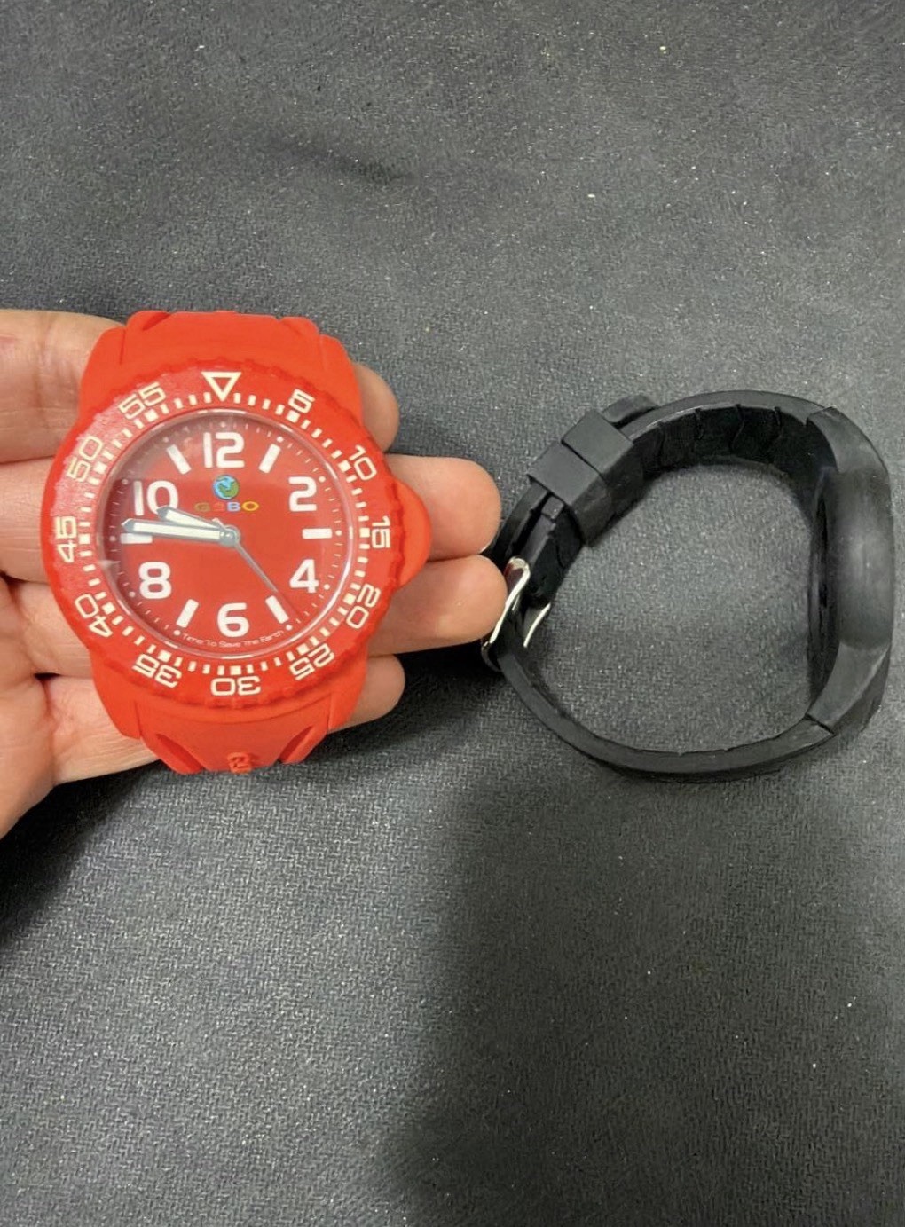 GEBO Time To Save The Earth Watch – 2 Straps Red & Black – Old Stock
