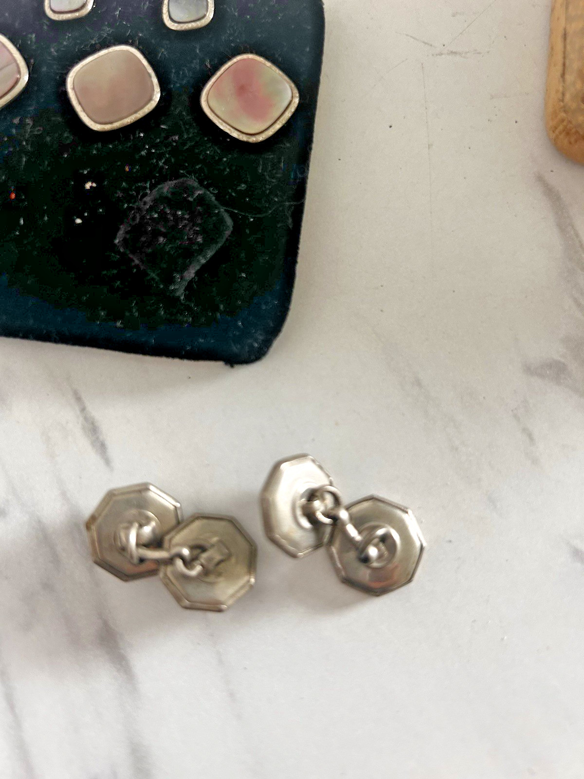 Vintage Krementz Art Deco Cufflink Tuxedo Set Formal Wear Mother of Pearl 1920s
