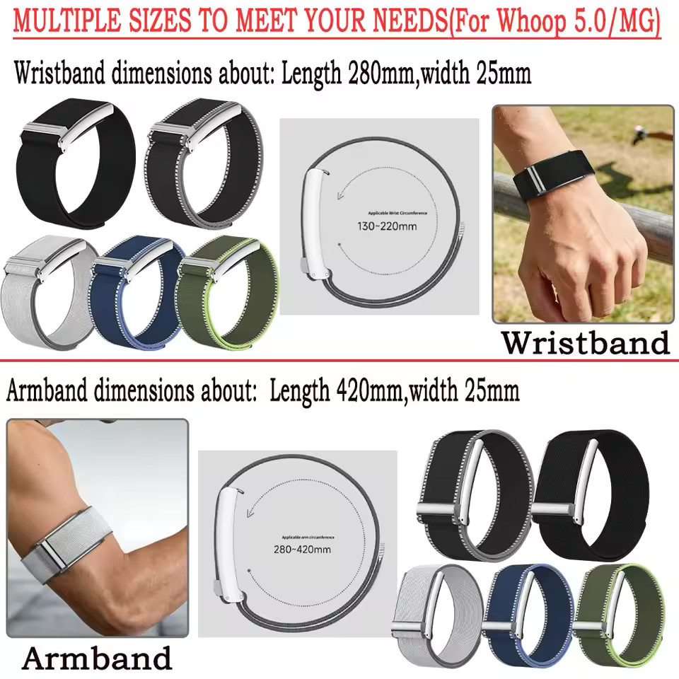 Nylon Adjustable Sports Bicep Arm Band+Metal Bumper Case For Whoop 5.0/5.0 MG