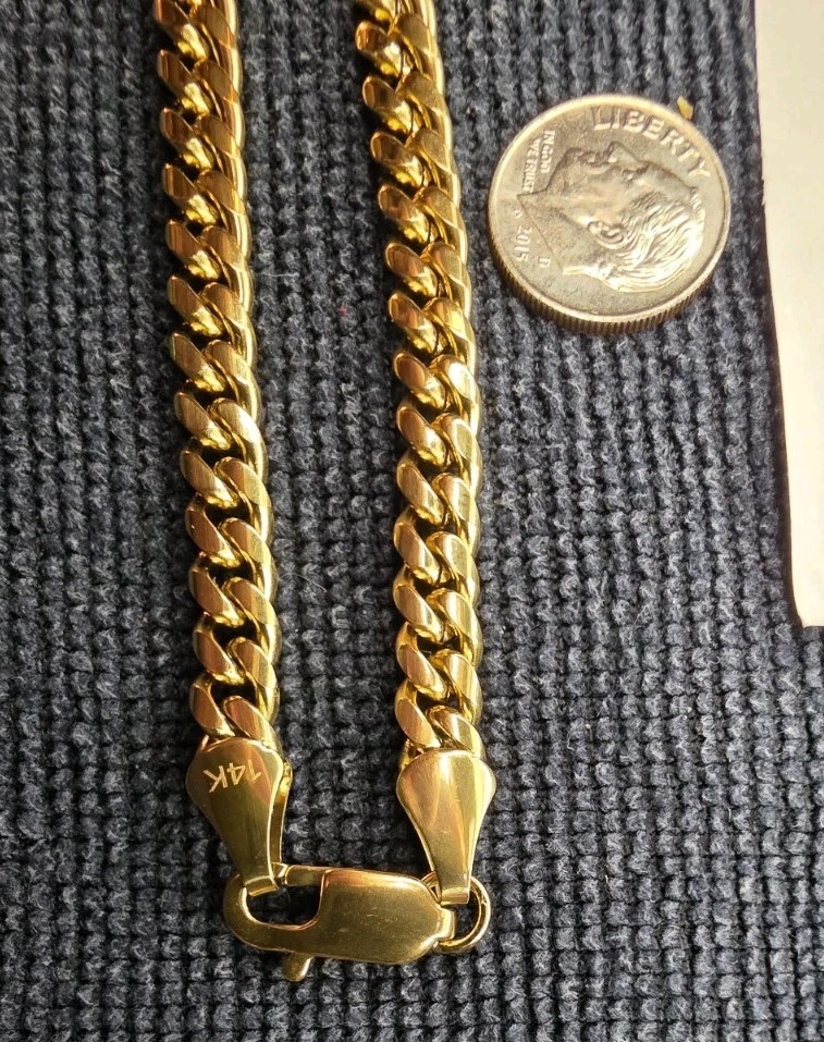 14K Gold Filled Curb Link Chain Bracelet 8 in Lobster Clasp Signed