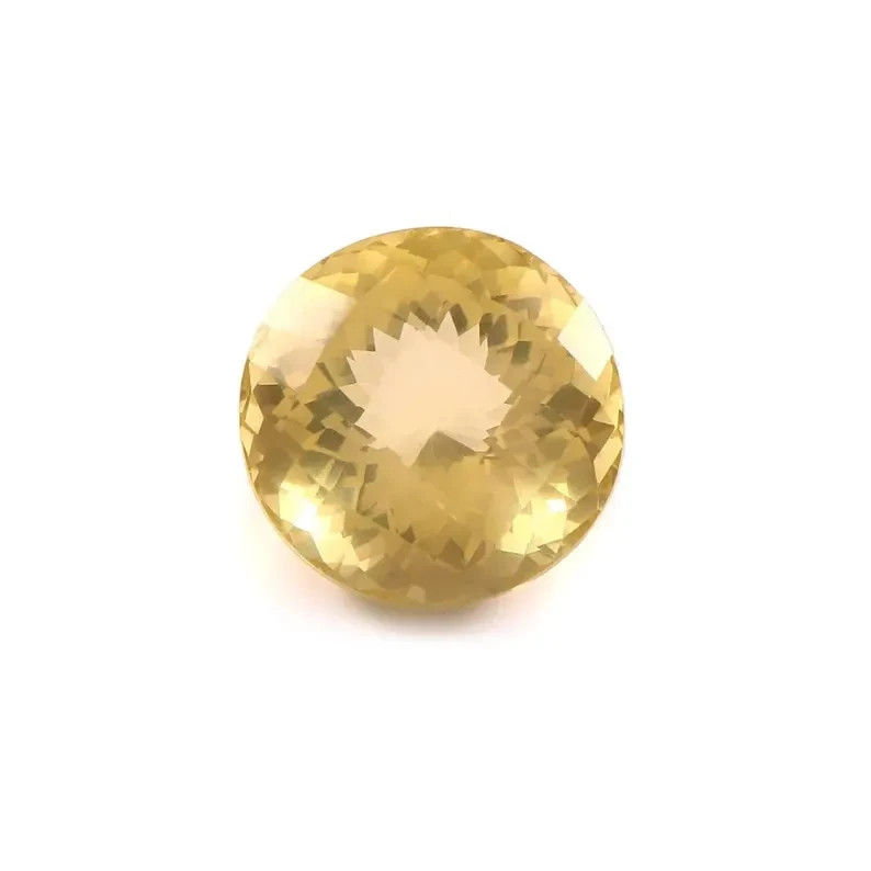 40 Carat Round Lemon Quartz Gemstone – AAA Quality, 22x15mm