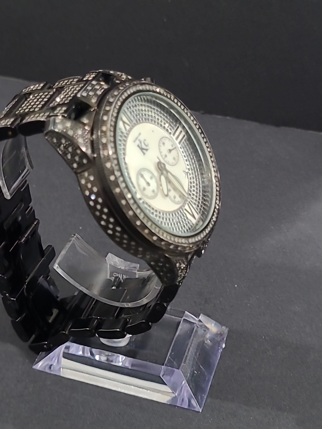 Techno Com by KC Diamond Chronograph series. 47mm iced-out pave checkerboard