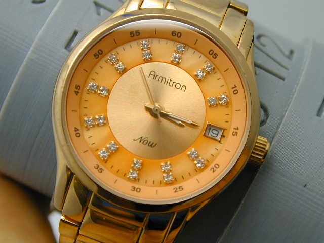 ARMITRON NOW ROSE GOLD TONE RUNS PEFECT IN FINE CONDITION AS PICTURED 39 X 32 MM
