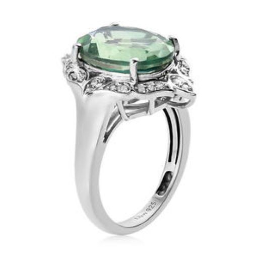 Peacock Quartz Natural Zircon Ring Platinum Over SS 5.85 ctw Size 6, 7, 9