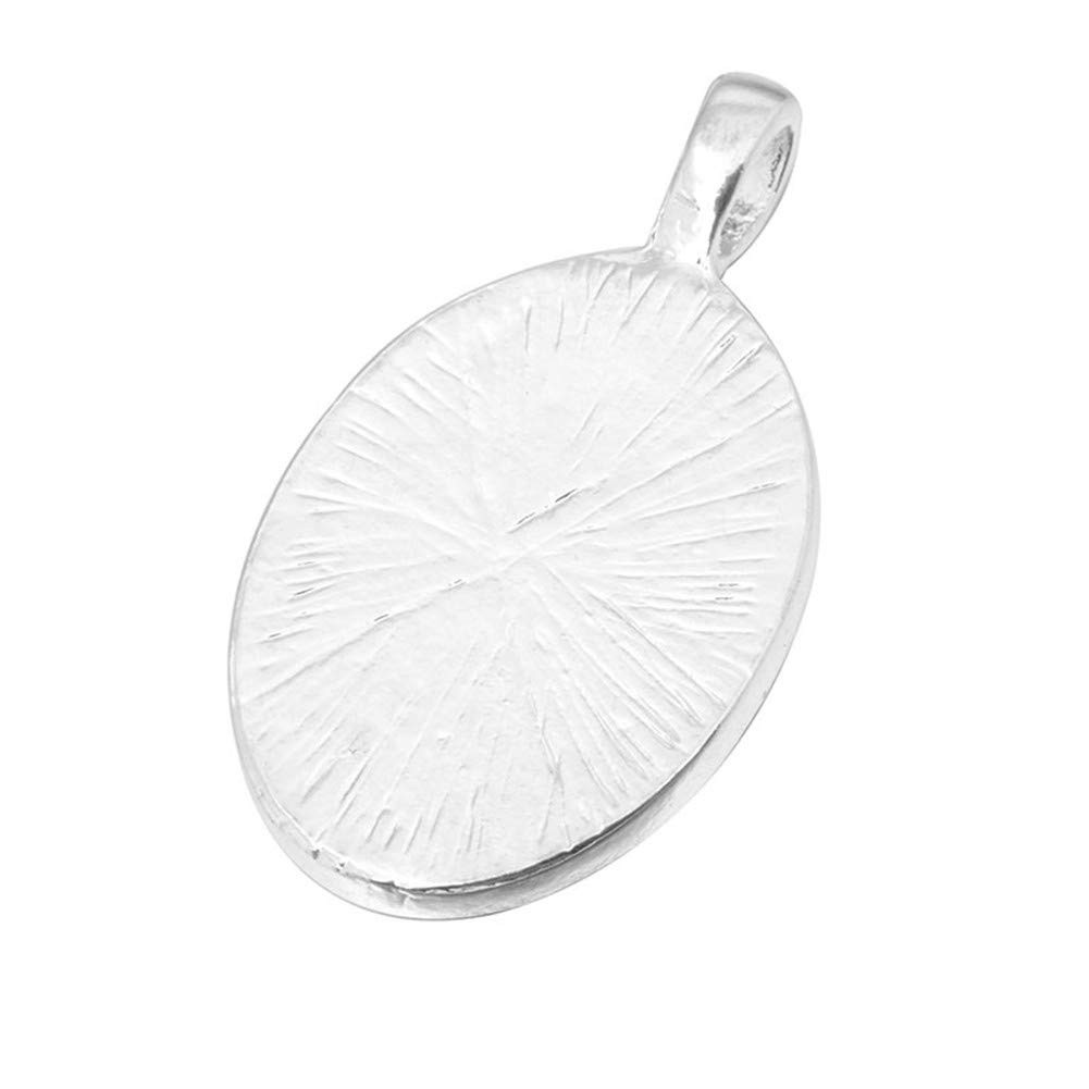 20pcs Oval Pendant Trays with Glass Cabochons 18*25mm, Silver