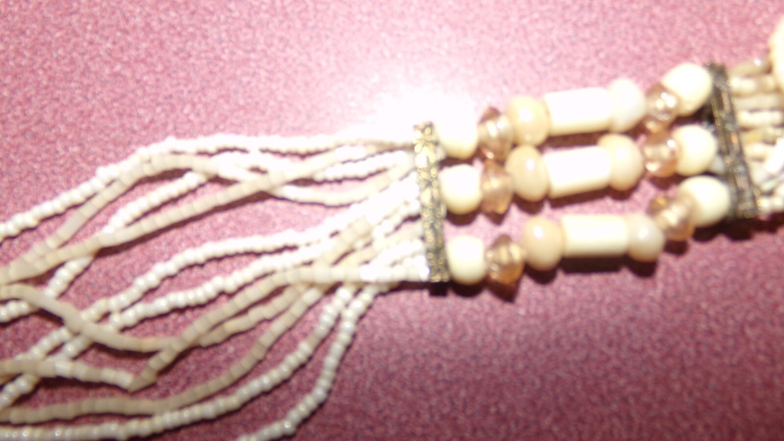 Native American Inspired Beaded necklace 36″ Fits Overhead 12 strands tiny beads