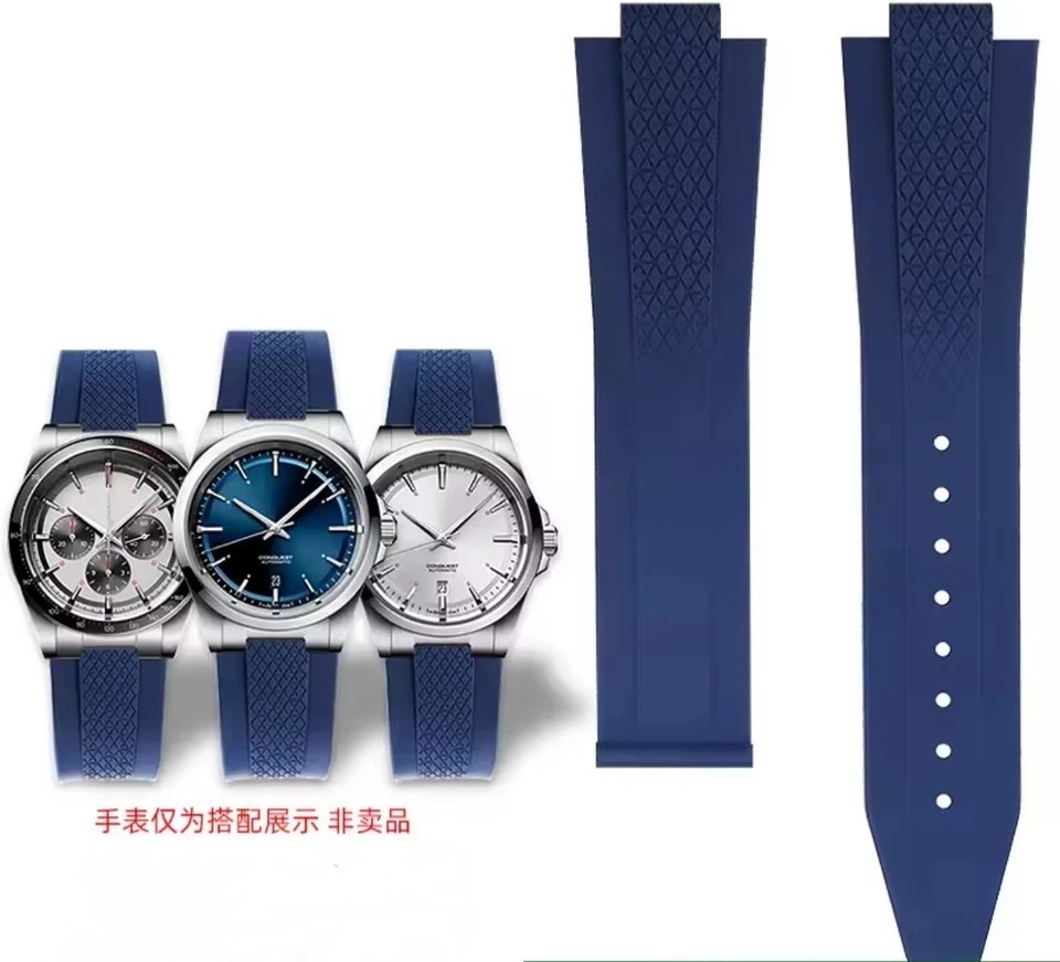 New 21mm 22mm FKM Rubber Strap for Longines Conquest L3.830 L3.835 41mm 42mm