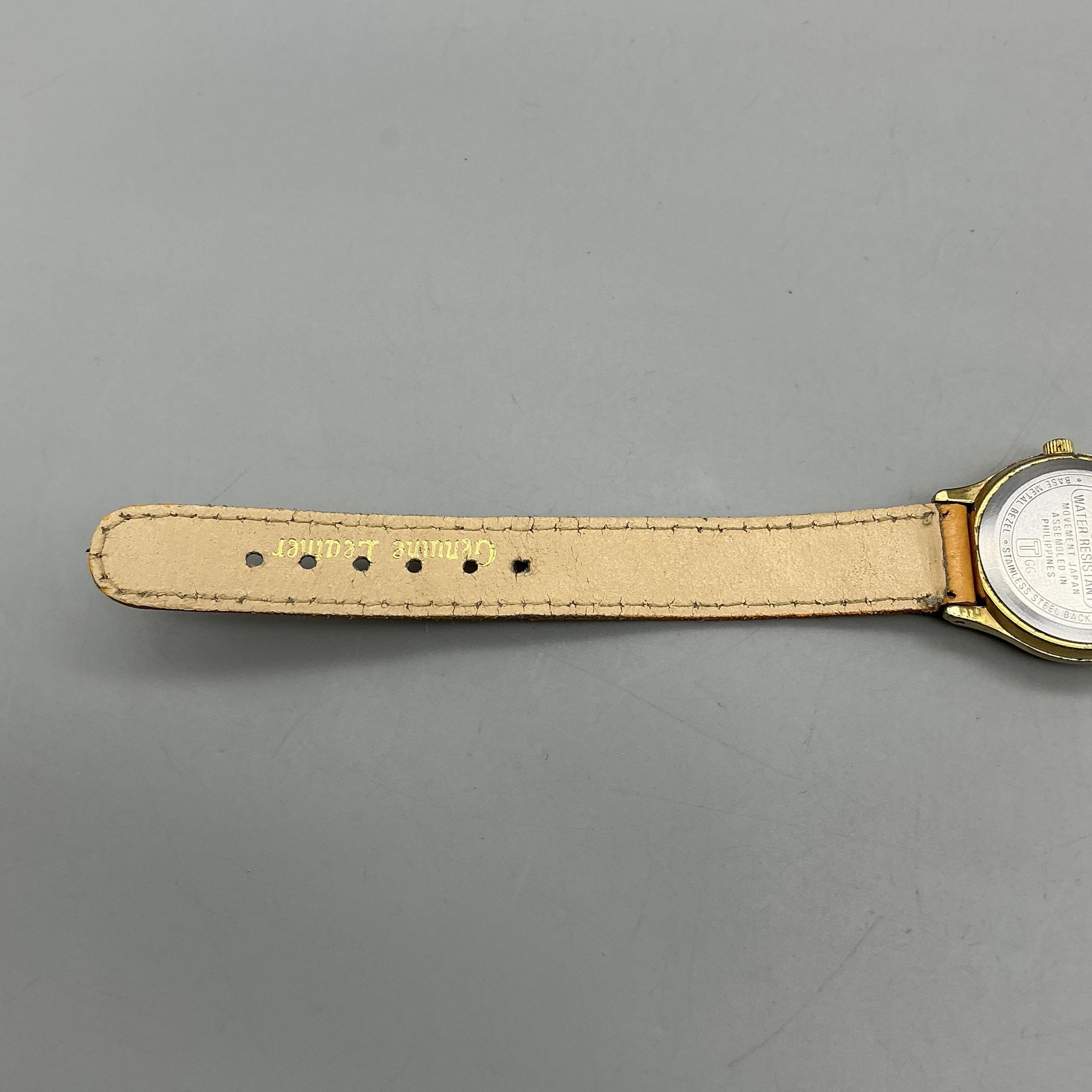 Vtg Timex Womens Watch 24mm Gold Tone Moon Phase Leather Date New Battery