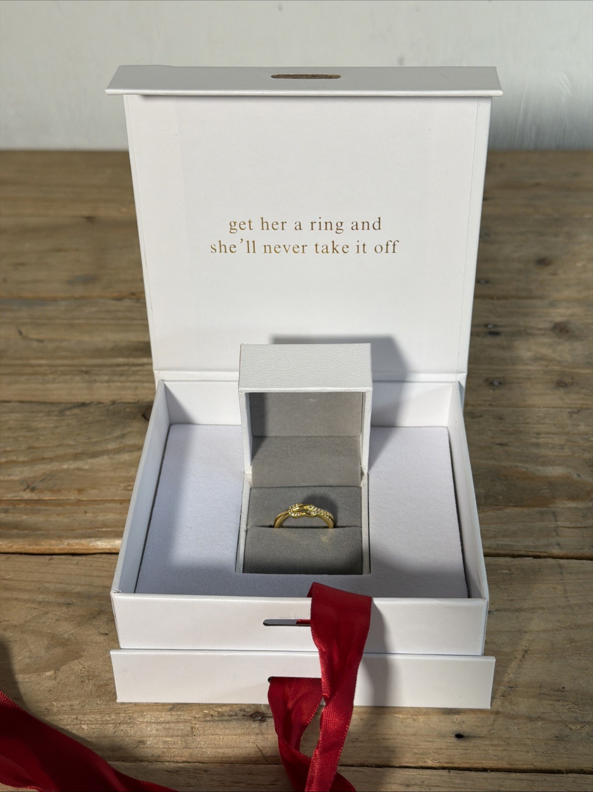 Fabulove Knot Sterling Silver Gold Ring Adjustable Size NEW