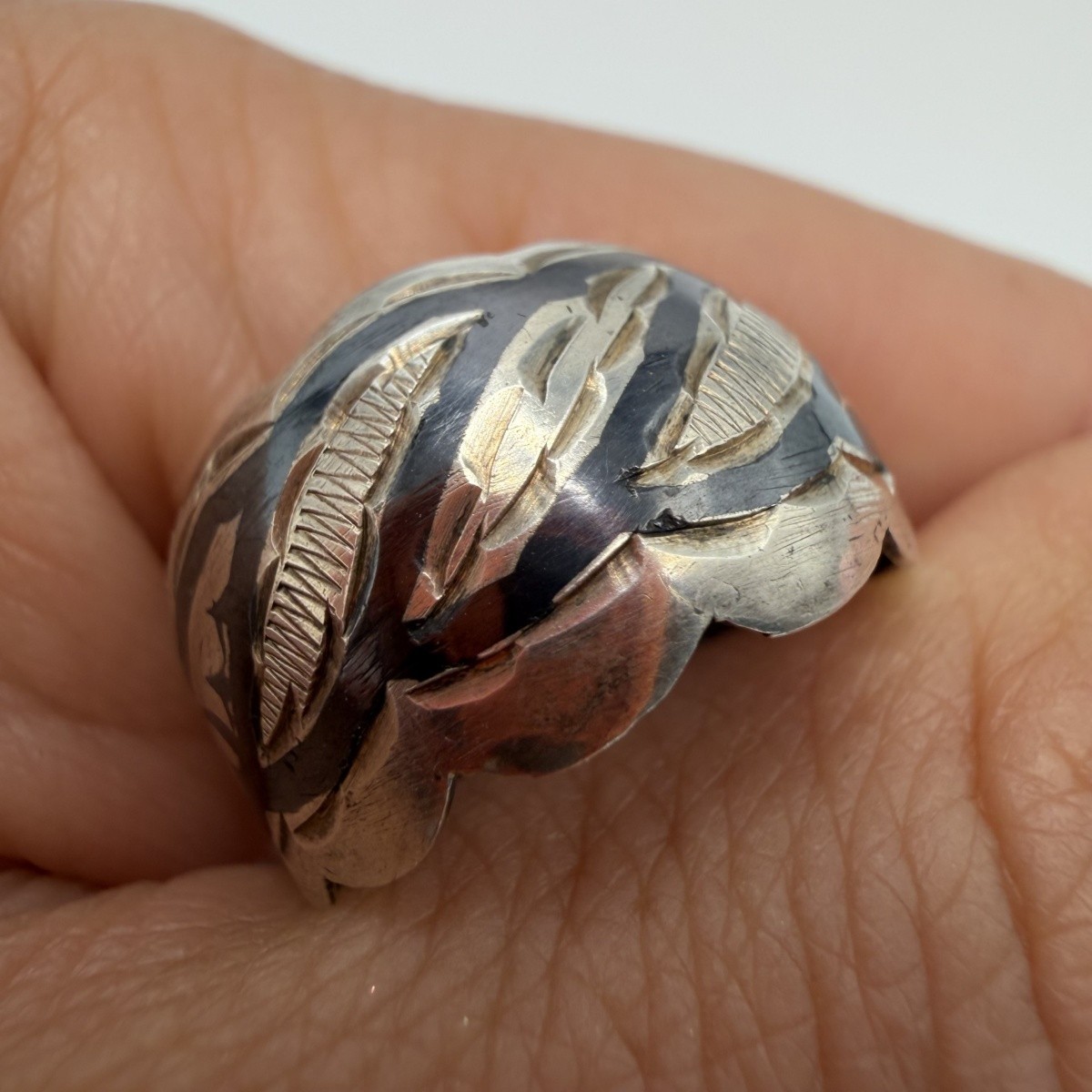 Vintage USSR 875 Silver Kubachi Niello Women’s Ring Size 9 Star Hallmark