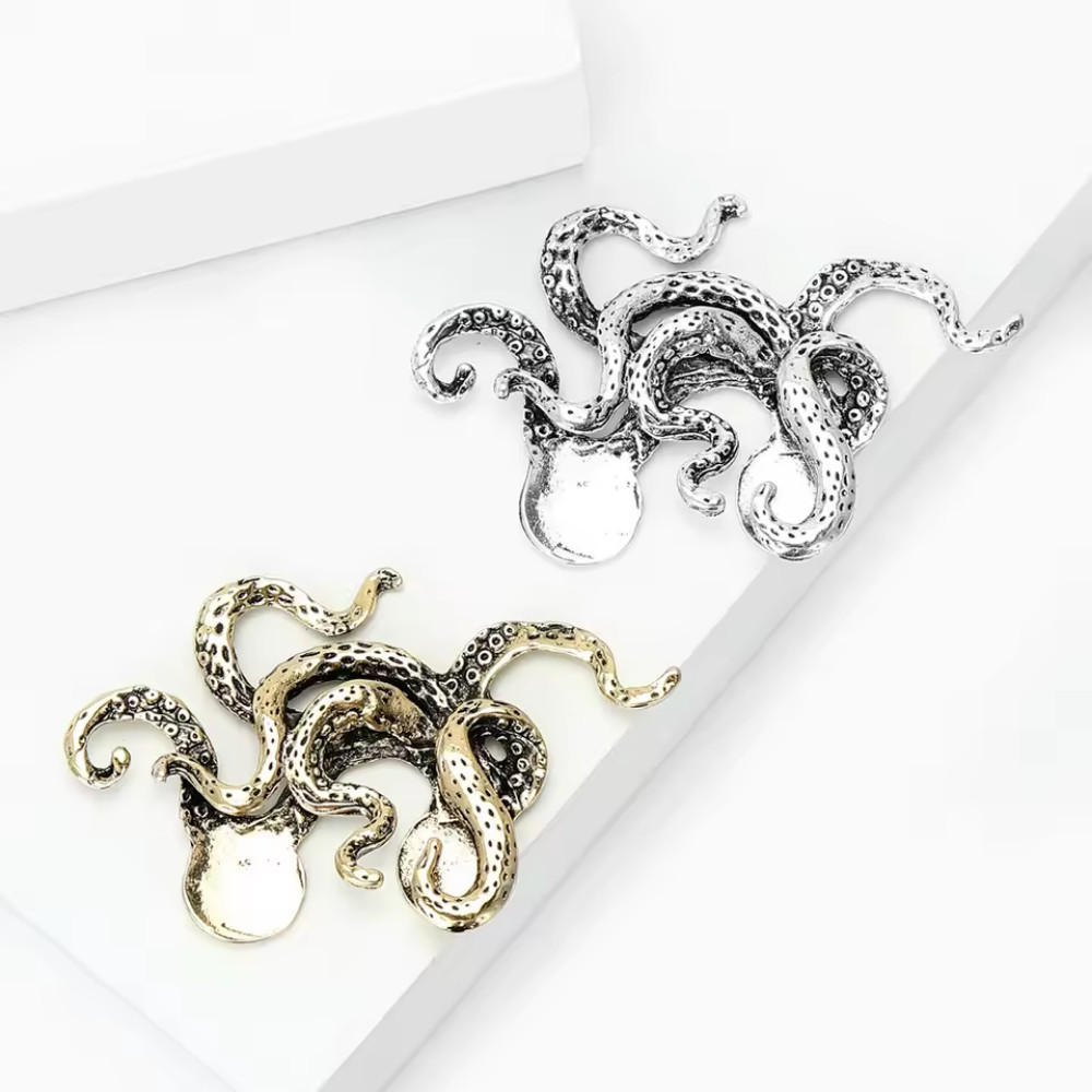 Vintage Style Gold Octopus Brooch Pin Statement Ocean Nautical Beach JewelryGift