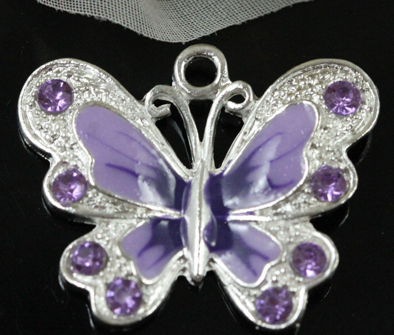 10Pcs Multicoloured Enamel Animal Butterfly Pendant Charms For Necklace 21.5MM