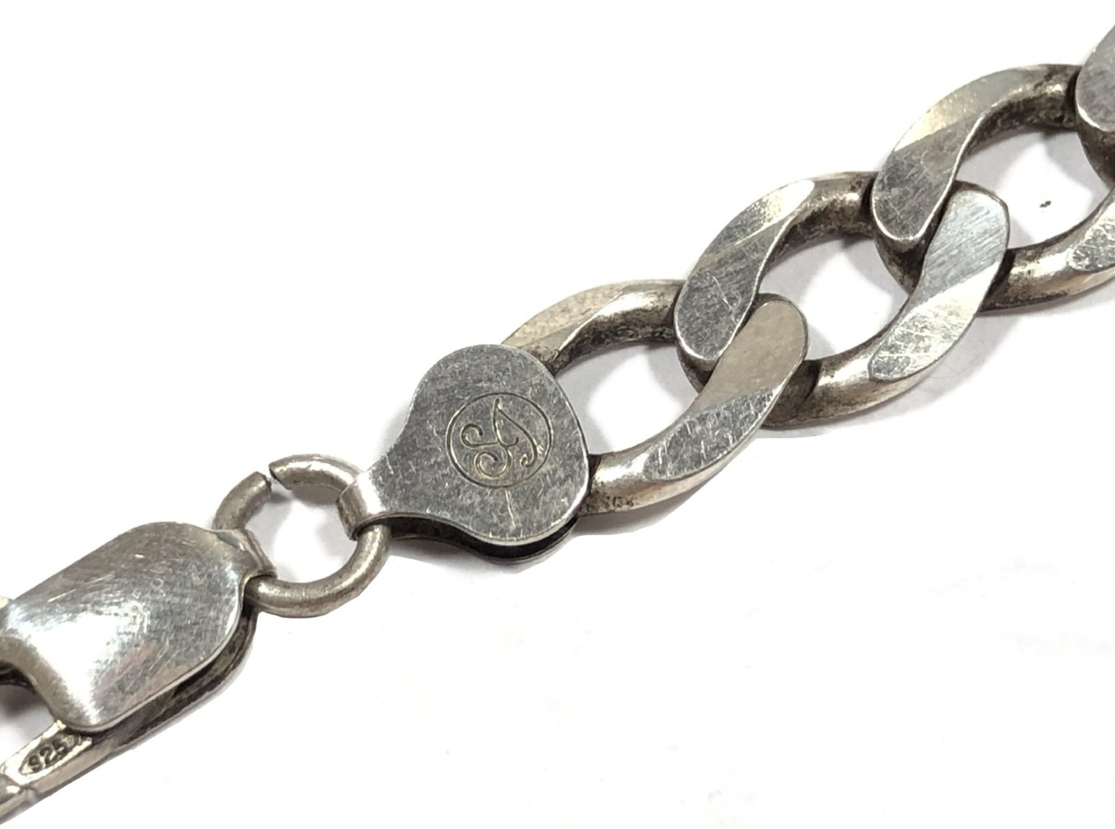 Vtg Sterling Silver 9.2mm Curb Link 22″ Chain Necklace Signed SJ