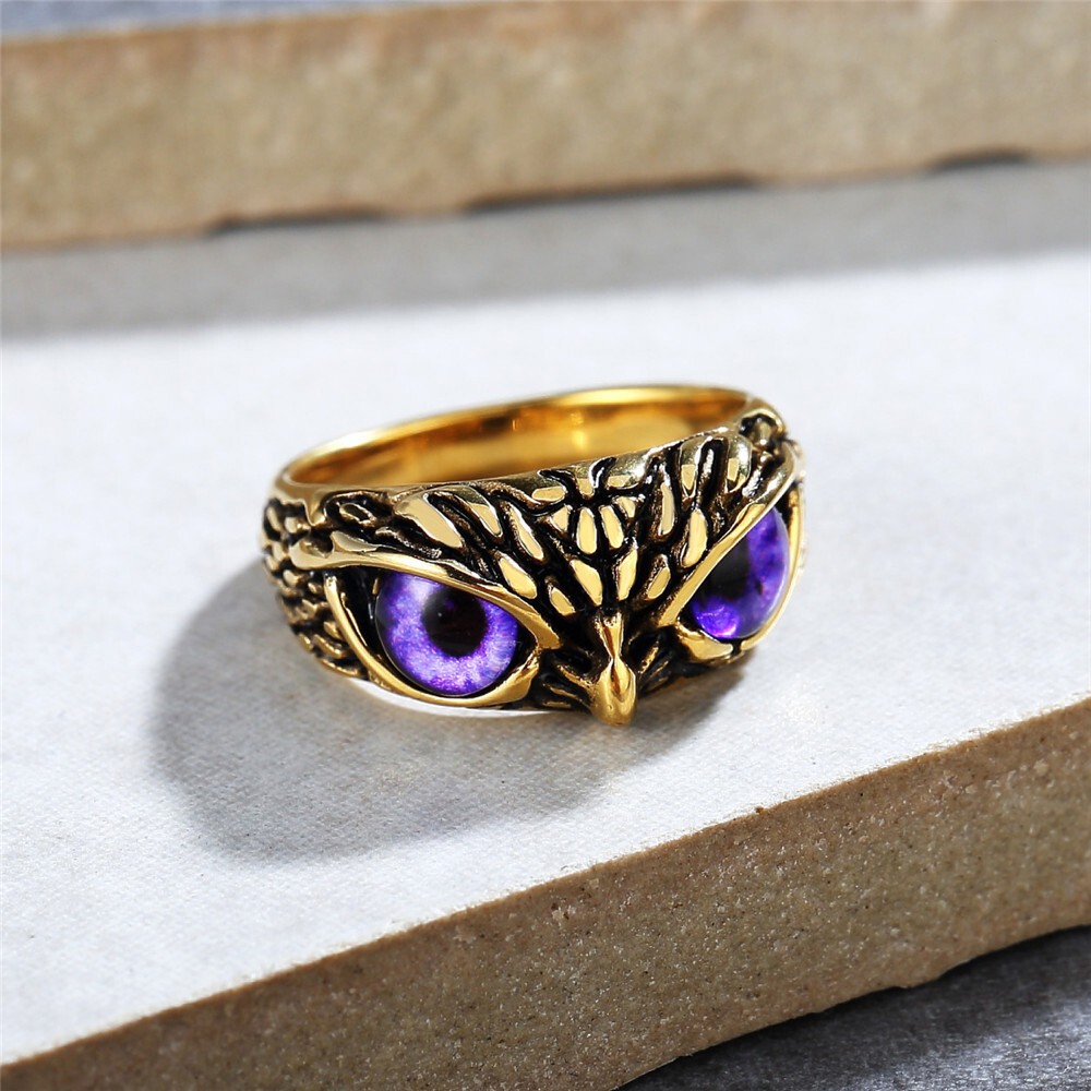 Eye Owl Finger Ring Men Women Retro Animal Stainless Steel Teen Boy Girl Jewelry