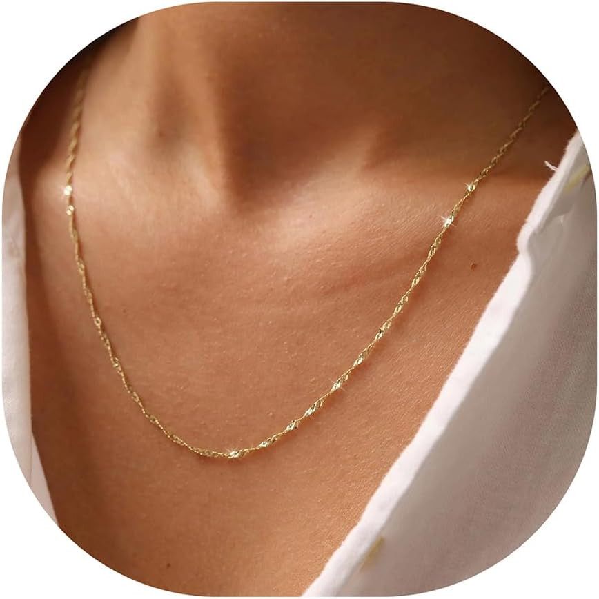 Gold Chain Necklace for Women – 18K Gold Plated Necklace Chain Dainty Gold Neckl
