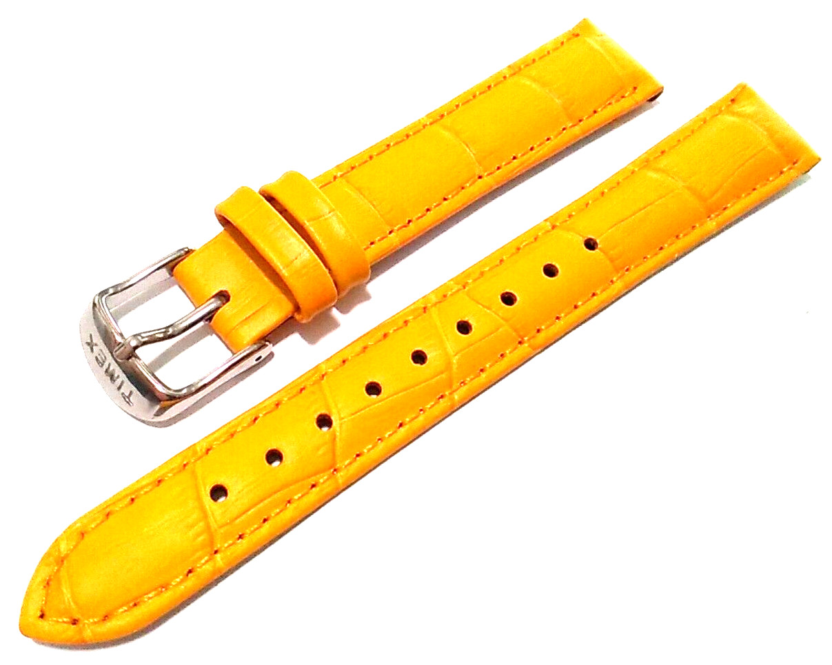 16mm Regular Timex Padded Mustard Yellow Bamboo Crocodile Grain Watch Band Strap