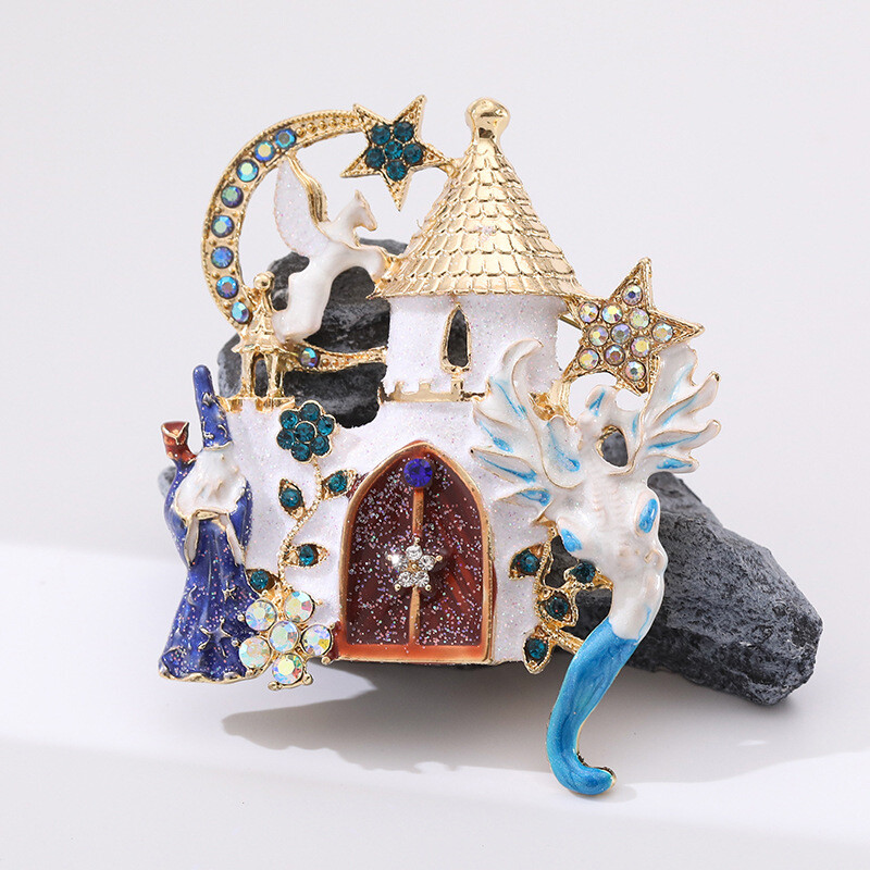 hot selling star moon castle brooch luxury clothing accessories