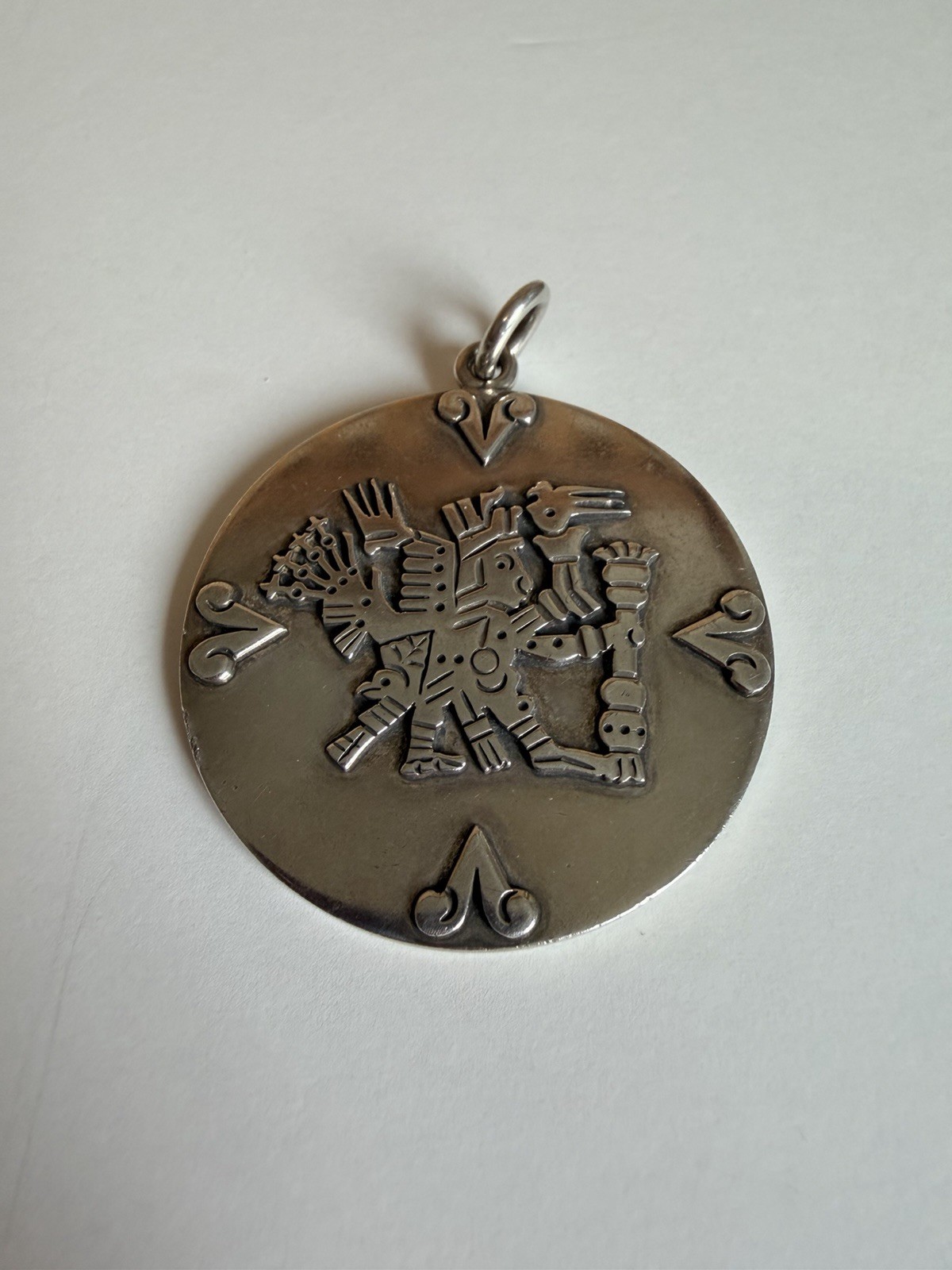Vintage Sterling Silver Pendant Kukulcan Deity Mayan Mythology 57 Grams! Signed