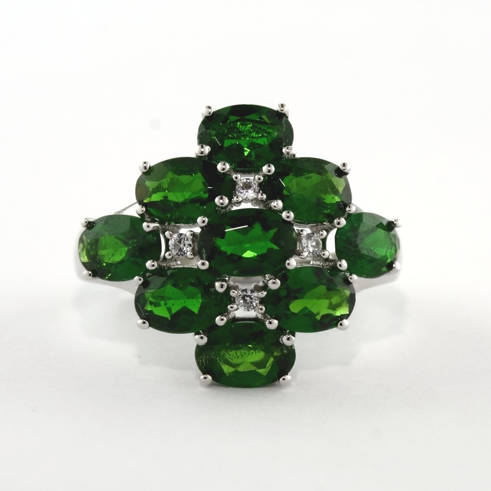 CHROME DIOPSIDE AND .925 SILVER RING, SIZE 8, QUALITY, 50% OFF SALE, J40
