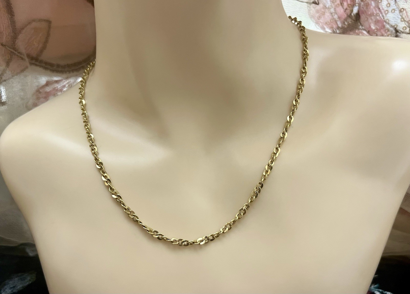 Luxury 14K Gold Cable Link Necklace 18.5” Solid Gold Hallmarked + Tested 2.91g