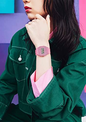 CASIO F-91WS-4JH Digital Watch Pink Clear Retro Alarm Quartz Japan New