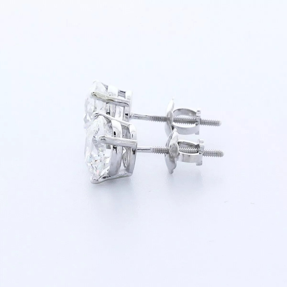 Stud Earrings Solid 14K White Gold Classic 1.40 CT Round Natural Diamond F SI1