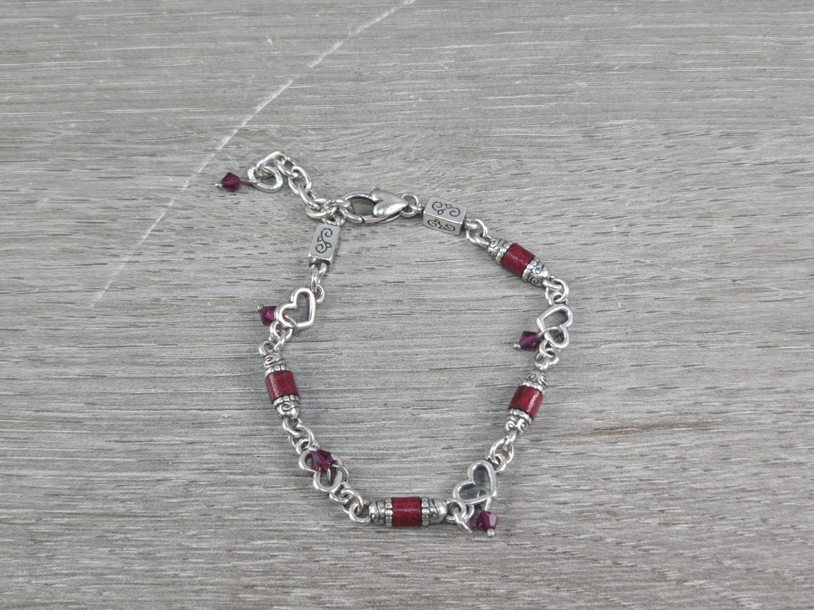 Brighton Heart Song Bracelet Red Bicone Crystals 6.5″ to 8.5″