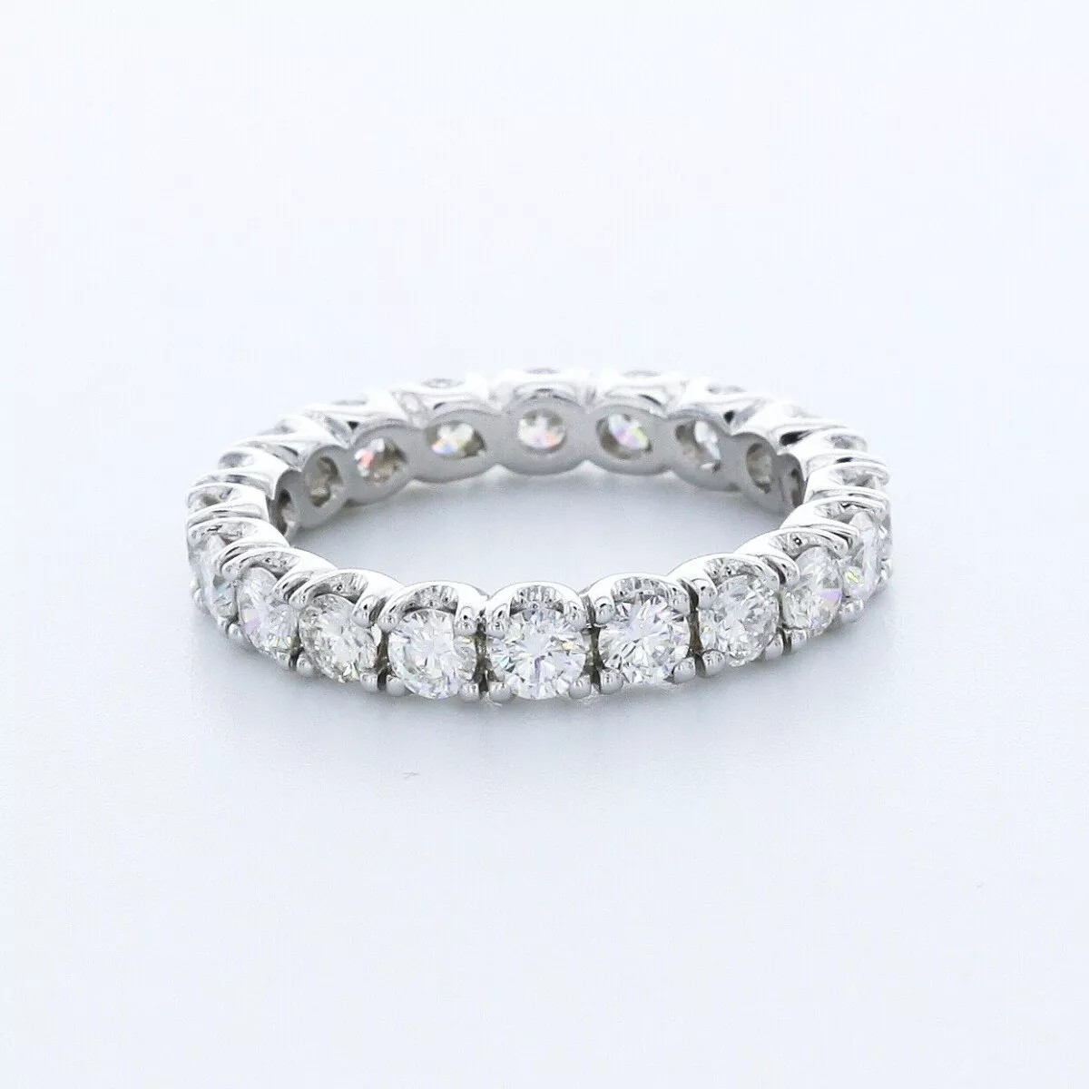 Solid 14K Gold Eternity Wedding Ring Classic 1.37 CT Round Natural Diamond F VS2