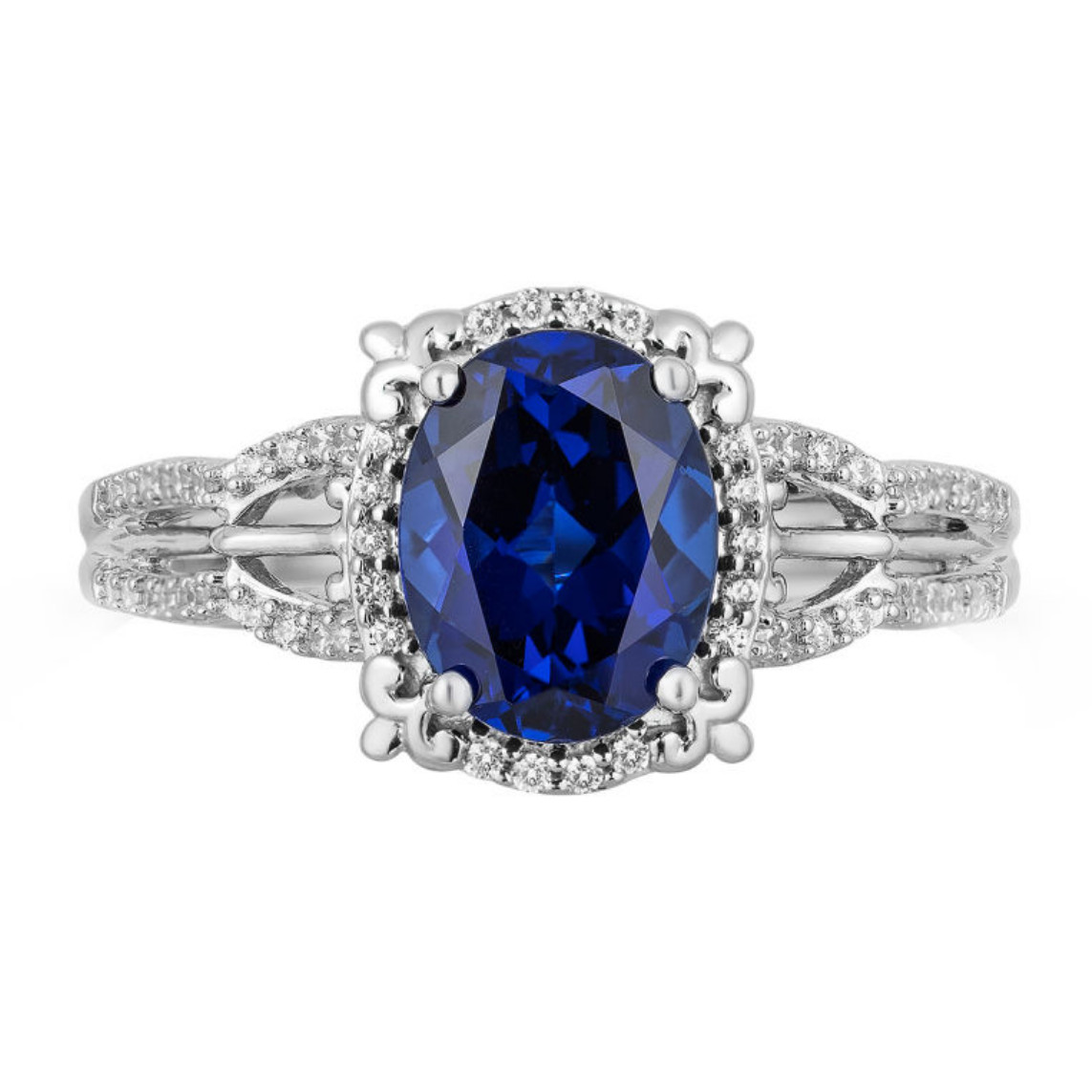 2Ct Blue Sapphire Oval Cut CZ Engagement Wedding Ring Solid 925 Sterling Silver