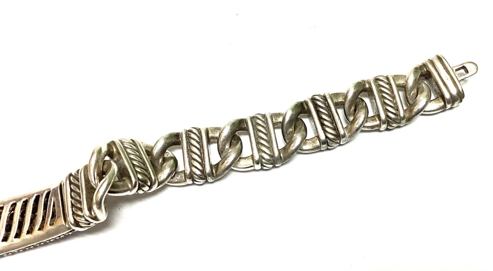 David Yurman ID Madison 8 1/4” Bracelet Black Diamond Sterling Silver 61.0g