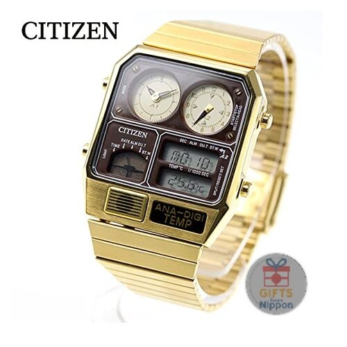 Citizen Ana-Digi Temp JG2103-72X Gold Watch Dual Time Chronograph New